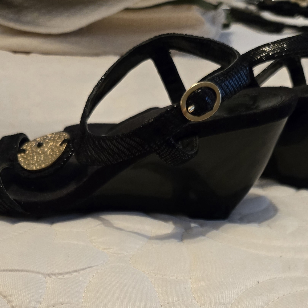 Anne Klein Black Wedge Shoes